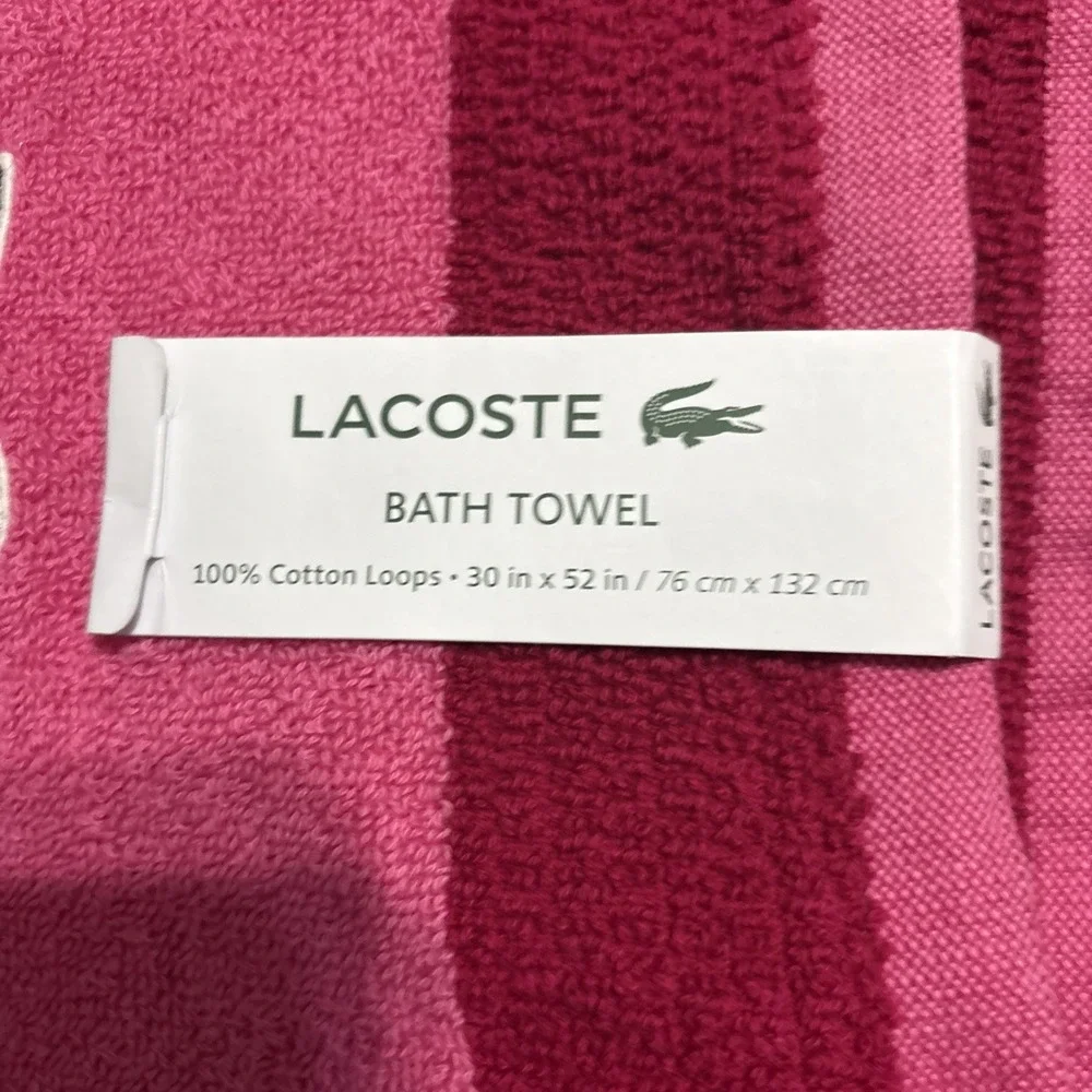 Lacoste ~ Cherry Red Bath Towel 100% Cotton 30